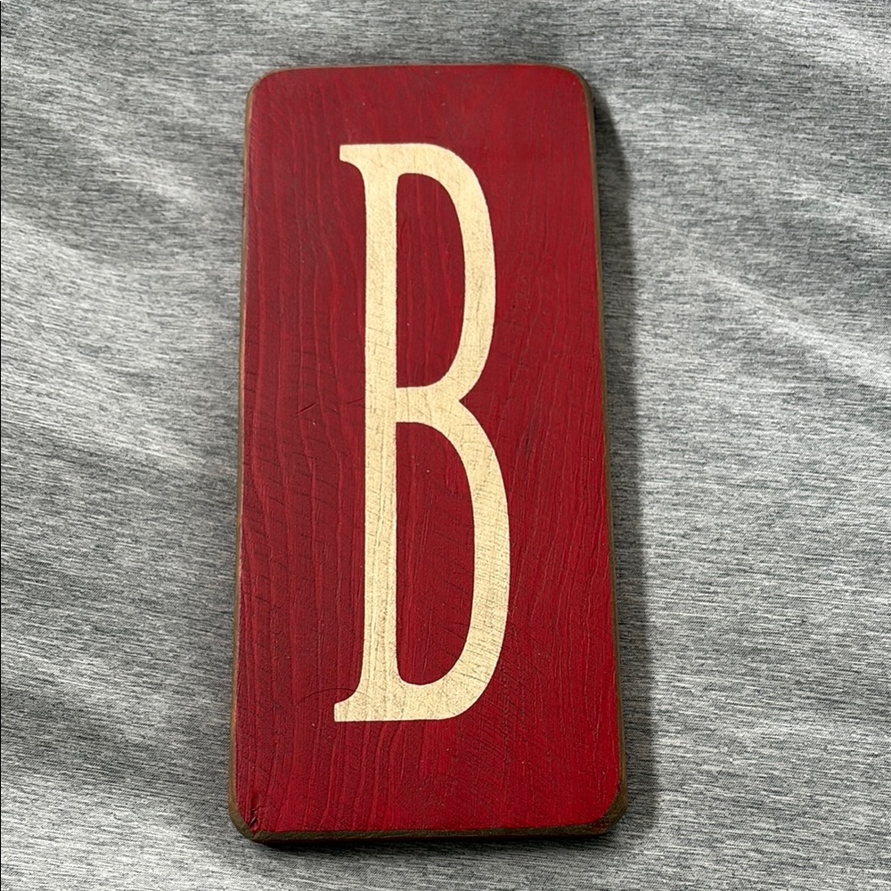 Red Wooden Plaque with Letter B
